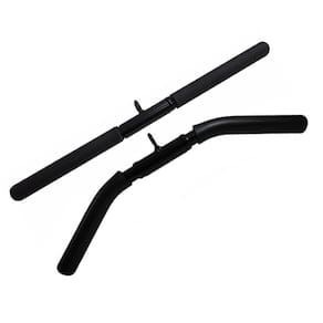 Kit 2 Barras Puxador Triceps Pulley Reto Curvo Academia