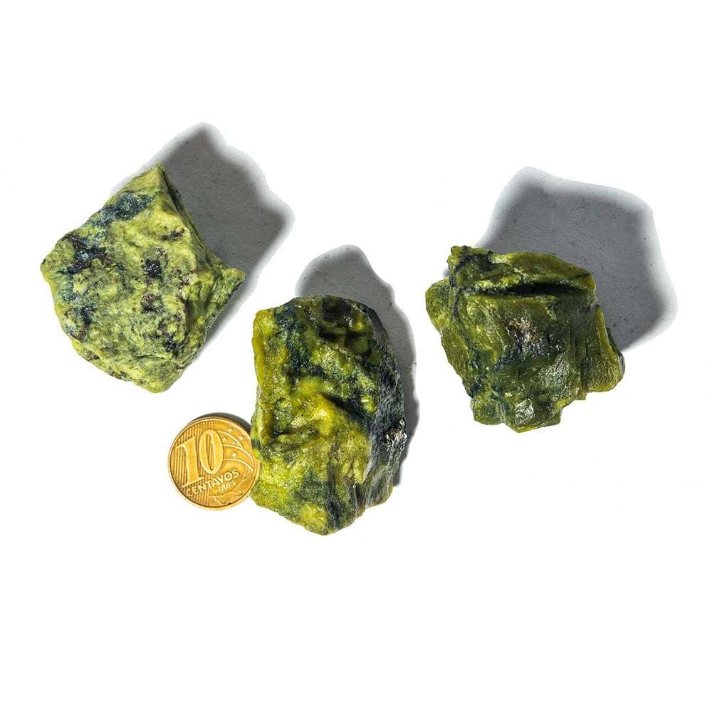 03 Serpentinita Verde Bruta Natural Média 35mm 75 a 150g