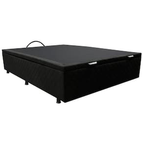 Base Baú Para Cama Viúva 128x188cm Liz S05 Suede Bordado Preto - Mpozenato