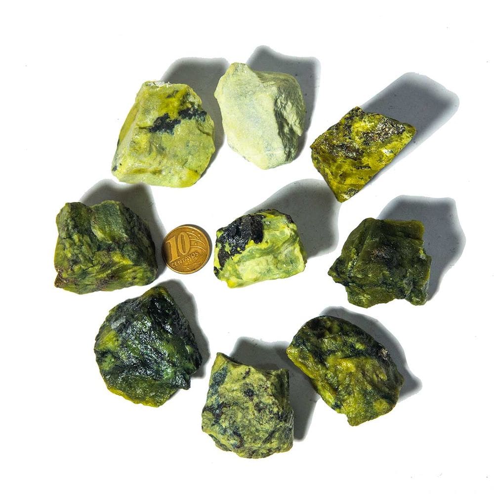 10 Serpentinita Verde Bruta Natural Média 35mm 250 a 500g