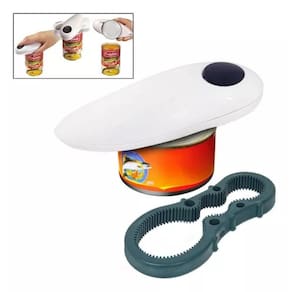 Abridor De Latas Eletrico Automatico Com Abridor De Potes Garrafas One Touch 2 Em 1 Completo