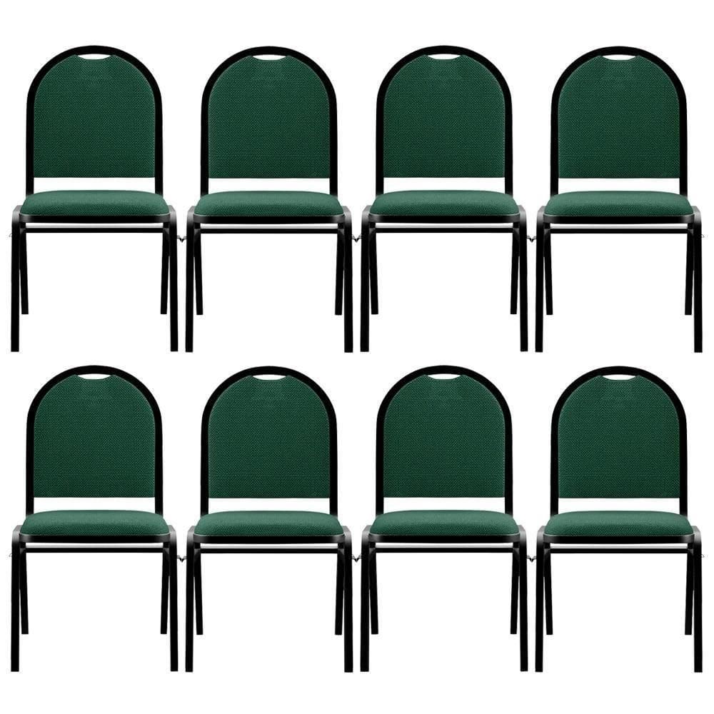 Kit 8 Cadeiras Hoteleiras Auditório Empilhável Linho M23 Verde - Mpozenato