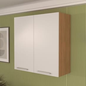 Armário De Cozinha Aéreo Com 2 Portas 80cm Multimóveis Cr20414 Freijó Branco
