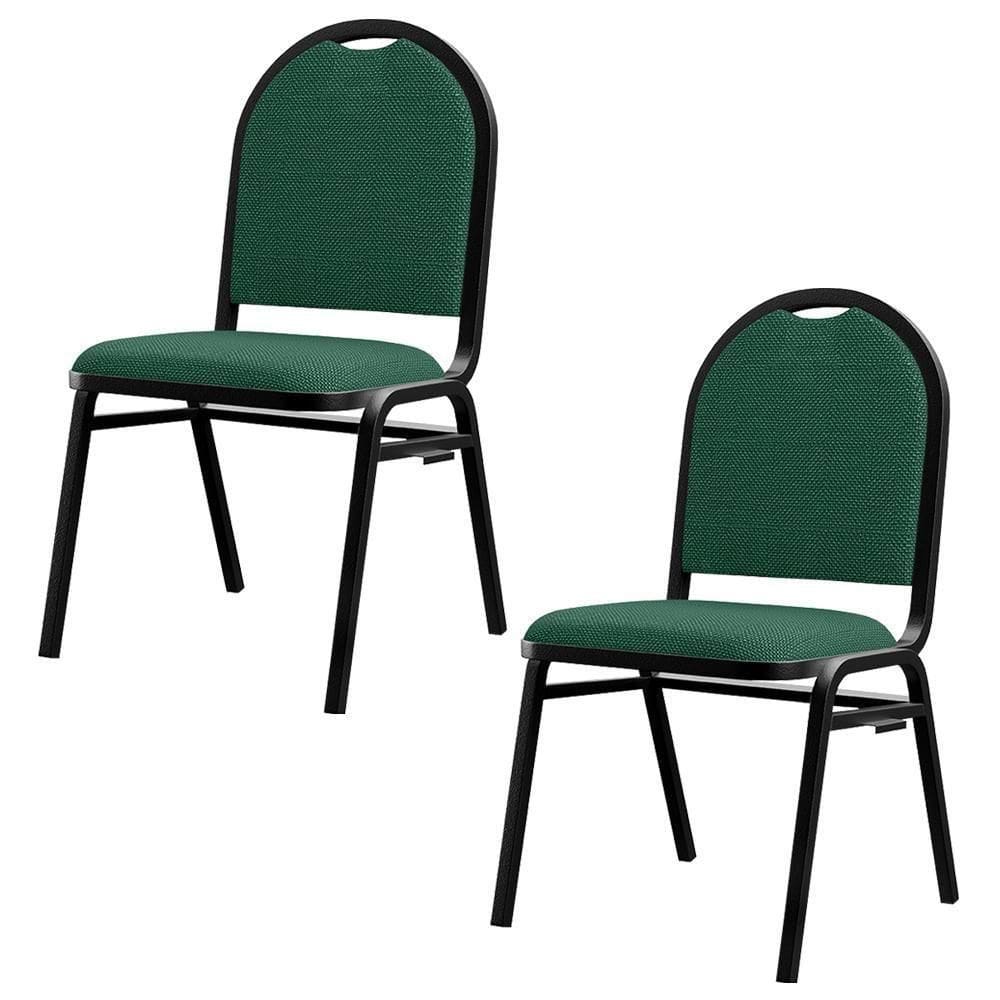 Kit 2 Cadeiras Hoteleiras Auditório Empilhável Linho M23 Verde - Mpozenato
