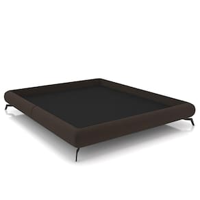 Cama Casal Base 138x188cm Pés De Ferro Cold P02 Veludo Marrom - Mpozenato