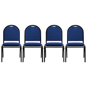 Kit 4 Cadeiras Hoteleiras Auditório Empilhável Linho M23 Azul - Mpozenato