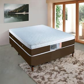 Base E Colchao Queen Stylle Unico Molas Ensacadas 1,98 X 1,58 X 0,70 Branco - Marrom