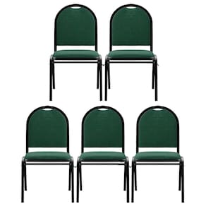 Kit 5 Cadeiras Hoteleiras Auditório Empilhável Linho M23 Verde - Mpozenato