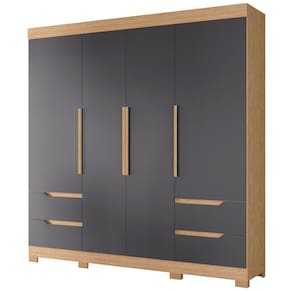 Guarda Roupa Vivacce 4 Portas E 4 Gavetas Albatroz Freijó/titanium