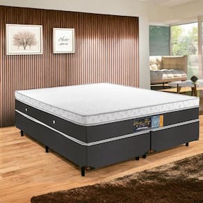 Base E Colchao Queen Pacific Firme Molas Ensacadas 1,98 X 1,58 X 0,74 Branco - Cinza