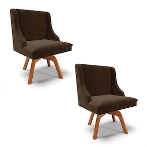 Kit 2 Cadeiras Estofadas Giratória Para Sala De Jantar Lia Suede Marrom - Ibiza