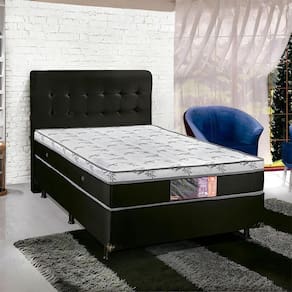 Base E Colchao Queen Confort Molas Ensacadas 1,98 X 1,58 X 0,67 Branco - Preto
