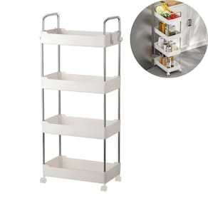 Prateleira Multiuso 4 Andares Com Rodinhas - Organize Com Praticidade branco