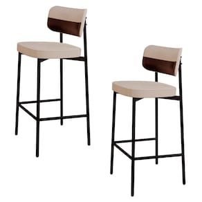 Banqueta Alta Bar Estofada Kit 2 Ella M25 Linho Areia-café - Mpozenato
