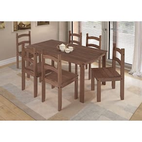 Conjunto De Mesa De Jantar 140x70 Com 6 Cadeiras Madeira Maciça Luxo Chocolate