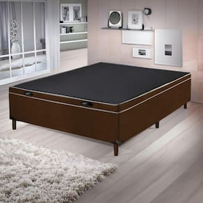 Base Cama Bau Articulado Casal 1,88x1,38x0,40 Suede E Marrom