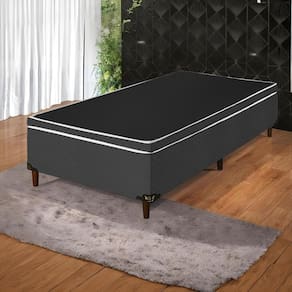 Base Cama Bau Articulado Solteiro 1,88x0,88x0,40 Suede E Cinza