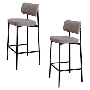 Banqueta Alta Bar Estofada Kit 2 Ella M25 Linho Cinza Cl - Mpozenato