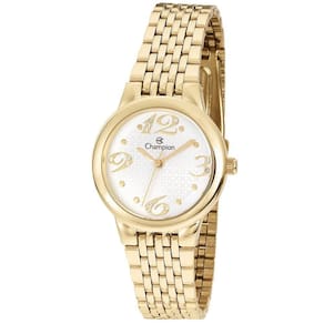 Relógio Champion Feminino Dourado Strass Analógico Ch24919h