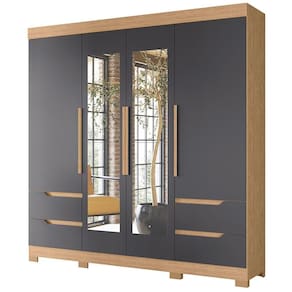 Guarda Roupa Vivacce Com Espelho E 4 Portas Albatroz Freijó/titanium