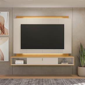 Painel Home com Led para TV até 75 Polegadas Hanava TAUARI/OFF WHITE FOSCO