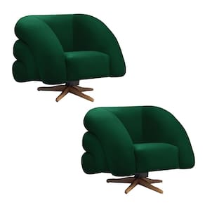 Poltrona Giratória Orgânica com Balanço kit 2 Tana Bouclê Verde E03 - D`Rossi