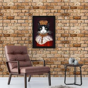 Quadro Meu Gato Rei 24X18Cm - Com Vidro - Madeira Preta