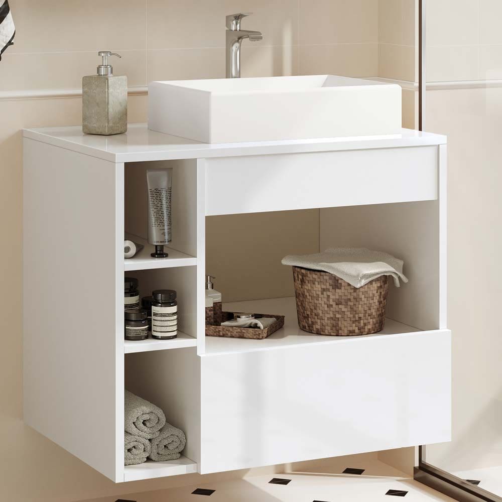 Armário Gabinete para Banheiro com Cuba Paris Branco