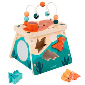 Brinquedo Educativo Multiatividades 4 em 1 Vulcão Dino Em Madeira