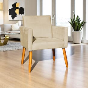 Poltrona Decorativa Para Sala Recepção Consultório Cadeira Nina Suede