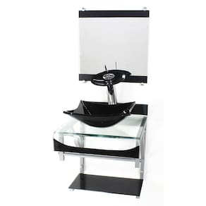 Gabinete Vidro 40Cm Banheiro Curvado Duplo Pc Cuba Quadrada