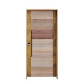 Porta Batente Eucalipto 14 Puxador Barra chata 80cm X 102cm X 210cm Direito Rodam 3B