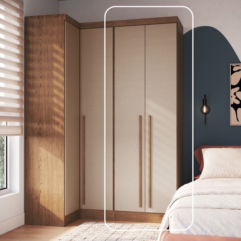 Guarda-Roupa Modulado 2 Portas 3 Gavetas com Prateleiras Infinity Cedro/Duna line