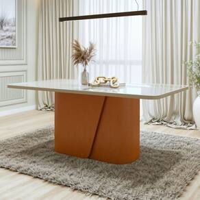 Mesa de Jantar Retangular Maxi 78x170x90cm Tampo com Vidro Luar Frassino/Off White