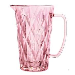 Jarra de Vidro Diamond Rosa Água Ou Suco 1 Litro