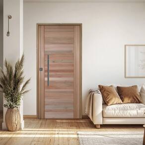 Porta Eucalipto Batente Eucalipto Puxador Tubo 82x210 cm Direito Rodam 3B