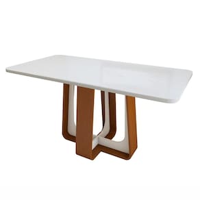 Mesa de Jantar Retangular 170cm Maxi Tampo com Vidro Sintonia Frassino/Off White