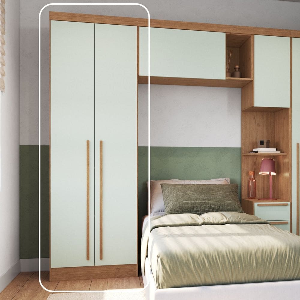 Guarda-Roupa Modulado 2 Portas 3 Gavetas com Prateleiras Infinity Cedro/Pistache Line