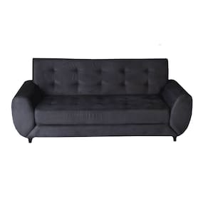 Sofá 3 Lugares Cristal 206cm x 90cm x 82cm Preto