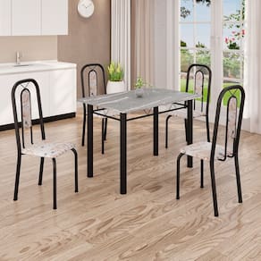 Conjunto de Mesa com 4 Cadeiras Lívia Bege/Preto