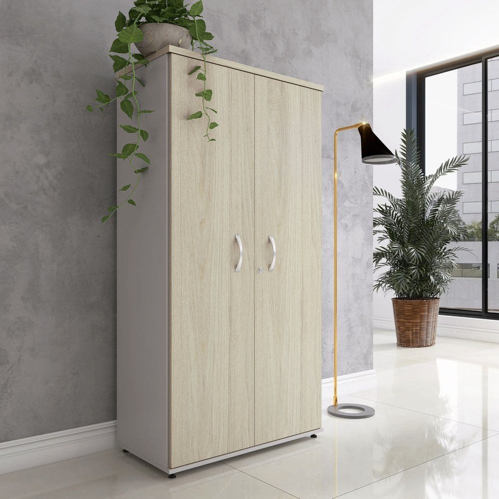 Armário Alto 02 Portas Pivotante Aa1600p25 Cinza/Nogueira Casablanca