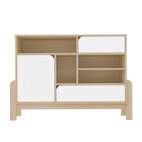 Buffet 1 Porta 2 Gavetas Nature MDF Naturale e Branco 120cm