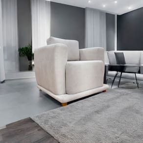 Poltrona Decorativa Luxo Para Sala Recepção Escritório Confortável Bridge Boucle Premium