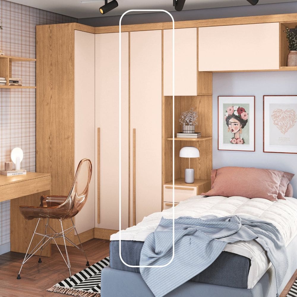 Guarda-Roupa Modulado 1 Porta Infinity Cedro/Blush Line