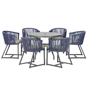 Mesa com 6 Cadeiras de Jantar Roma 120cm e Noronha em Alumínio