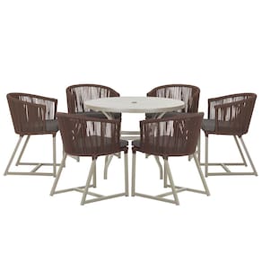 Mesa com 6 Cadeiras de Jantar Roma 120cm e Noronha em Alumínio