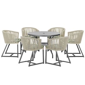 Mesa com 6 Cadeiras de Jantar Roma 120cm e Noronha em Alumínio