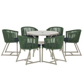 Mesa com 6 Cadeiras de Jantar Roma 120cm e Noronha em Alumínio