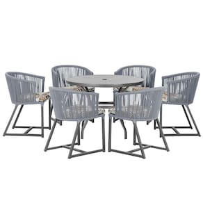 Mesa com 6 Cadeiras de Jantar Roma 120cm e Noronha em Alumínio