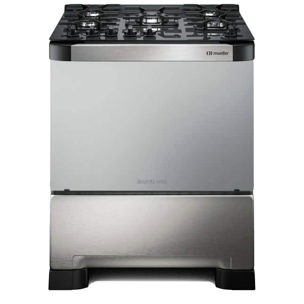 Fogão á Gás Mueller 5 bocas Decorato Vetro Inox Sem Timer - Bivolt